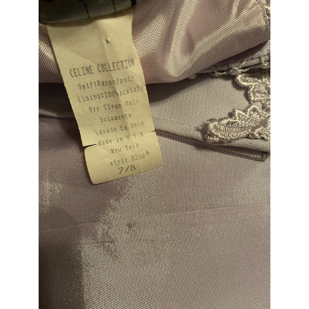 Vintage Celine New York Lilac Long Formal Evening Gown Dress Junior Sz 7/8 Lined - Picture 10 of 12
